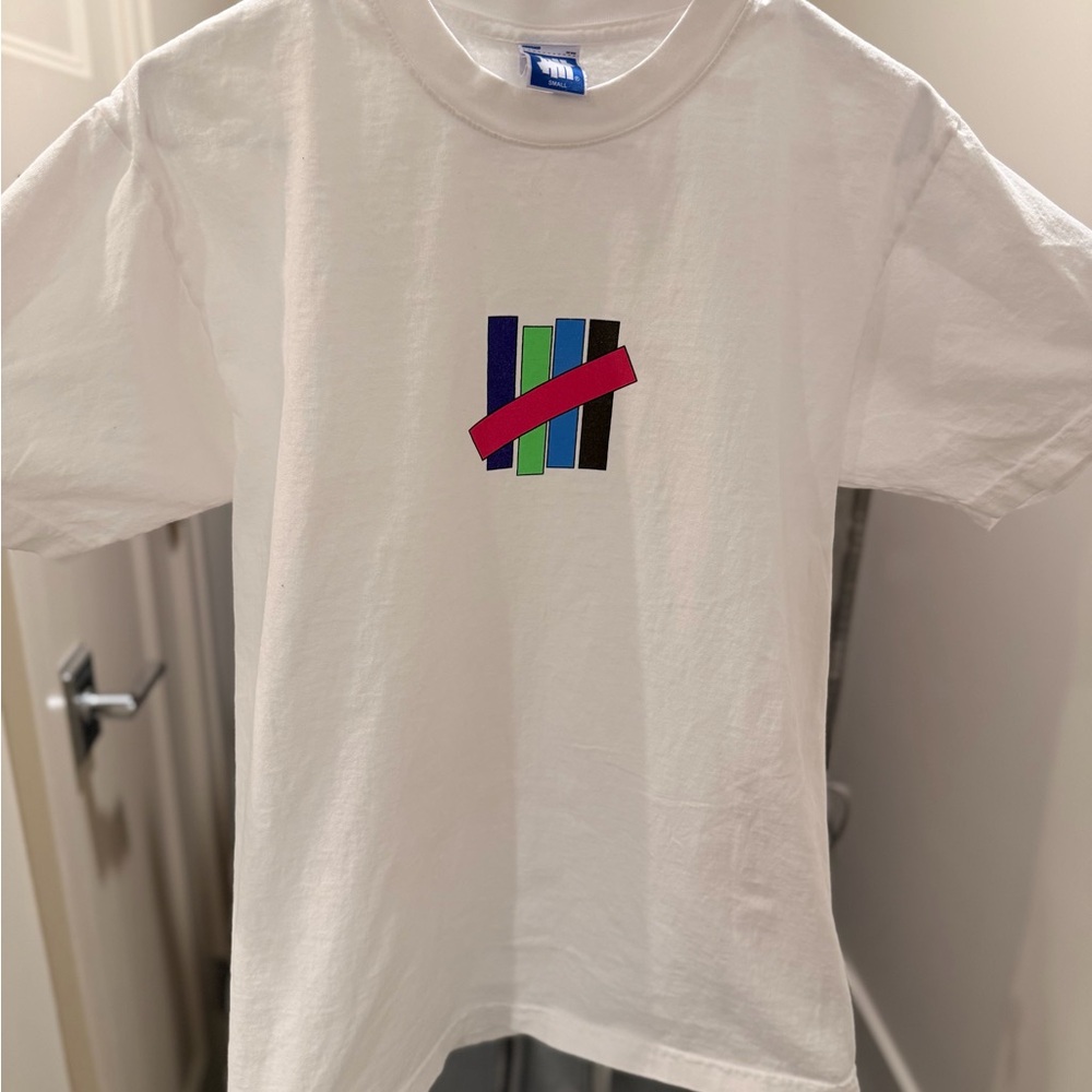 Undefeated White Tee with Multicolor Logo
